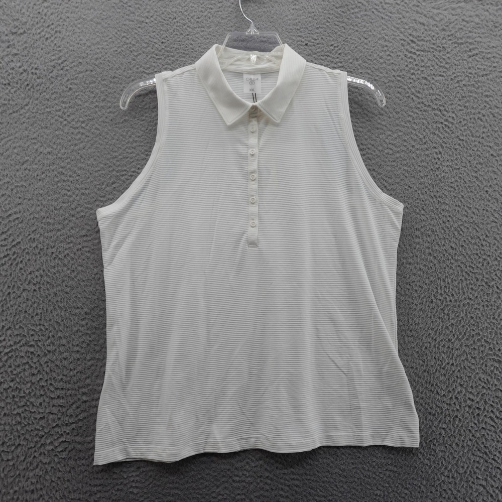 Calia Sleeveless Golf Polo XXL White Womens Performance Stretch Moisture Wicking